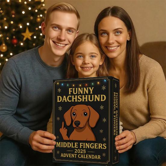 Адвент-календарь Такса 2025 Смешная такса с средним пальцем Коллекционные подвески Отсчет 24 дня до Рождества Украшение для любителей собак
