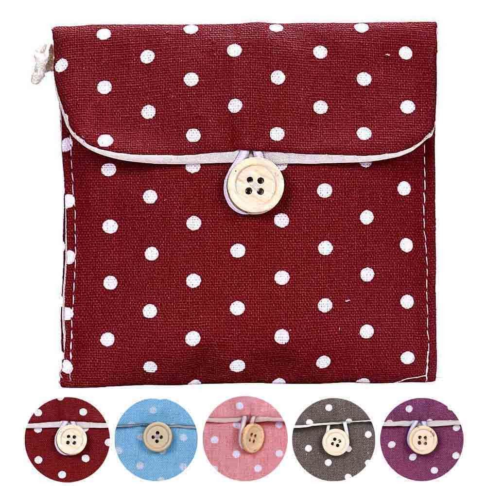 Women Girl Travel Polka Dot Organizers Storage Pouch Sanitary Napkin Bag