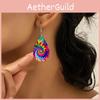 Colored Pattern Fashion Water Droplet Shaped Women Acrylic Earrings For Daily