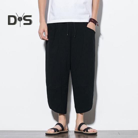 Дышащие мужские летние брюки, однотонные шикарные повседневные мужские летние брюки