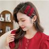 Новогодний красный ободок-скранчи принцессы, резинка для волос с заколкой-челкой