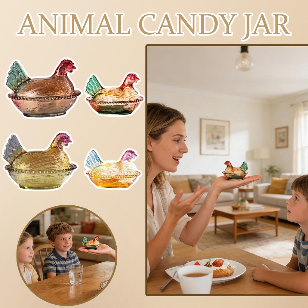 Хрустальное Стекло Курица Форма Хранение Банка Фигурка Конфетница