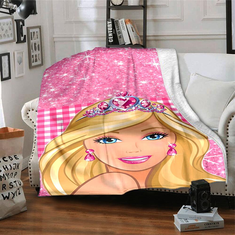 1Pc Pink Glitter Princess Blanket Soft Throw Blanket For Home Bedroom Bed Sofa Travel Office Solid Christmas Blanket