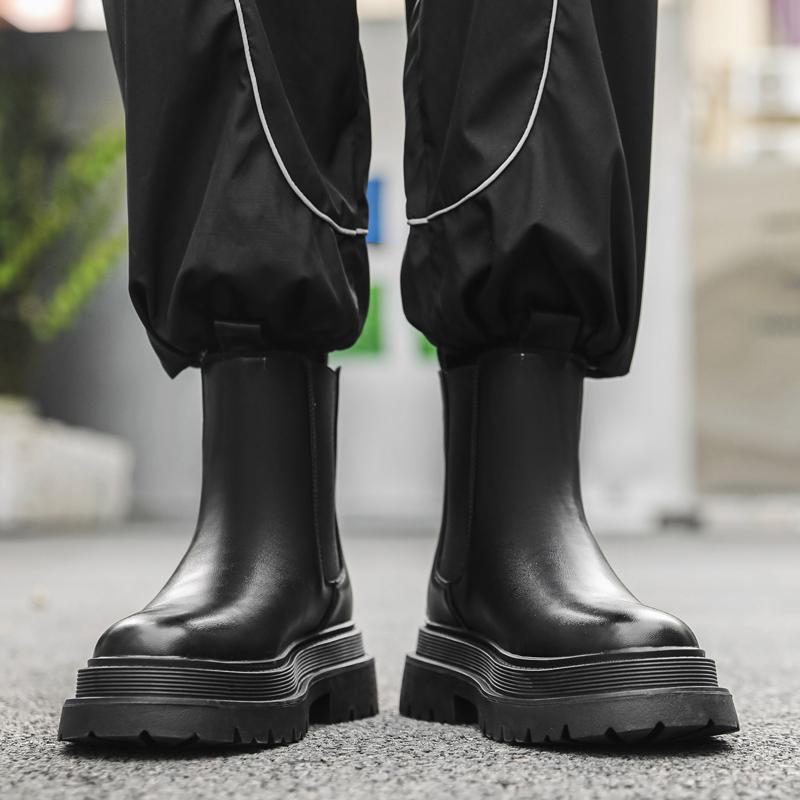 Горячая Распродажа Высокие Ботинки Мужские Классические Ретро Кожаные Челси Мужские Модные Без Шнуровки Ботильоны Мужские Повседневные Британский Стиль Лоферы