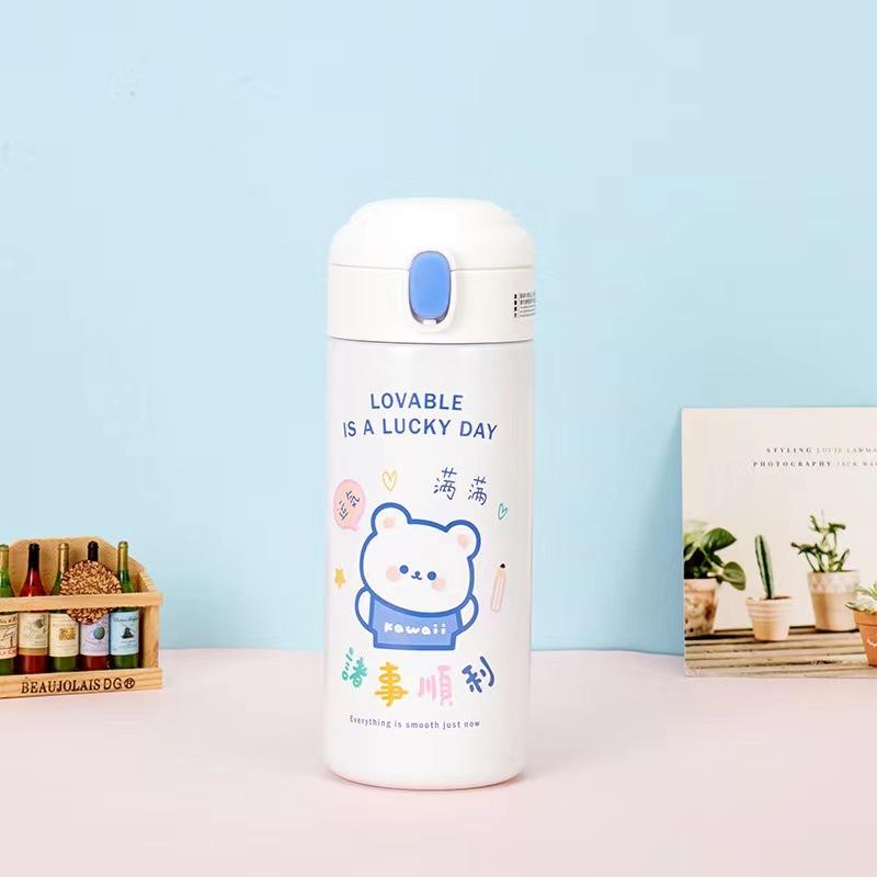 Cute Bear Sippy Cup Insulated Pot Student Cartoon Play Diving Cup Ins Wind Girl Heart Thermos Cup