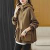 2023 Autumn Korean-Style Slim Fit Contrast Color Hooded Zipper Sweatshirt for Women