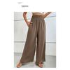High-waist Casual Simple Solid Color Elastic Waist Loose Wide-leg Pants
