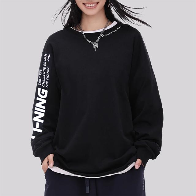 Li Ning Sports Lifestyle Series Letter Print Флисовый теплый свободный свитер-свитшот унисекс-свитшот AWDTB37-5