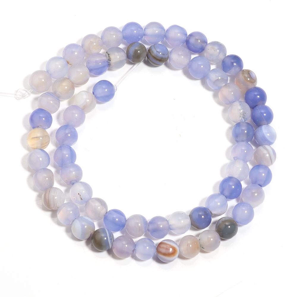Натуральные Камни Агат Бусины 6/8/10мм Небесно-Голубые Круглые Рассыпные Проставочные Бусины Для Изготовления Украшений Поделок Браслетов Ожерелий Принадлежности