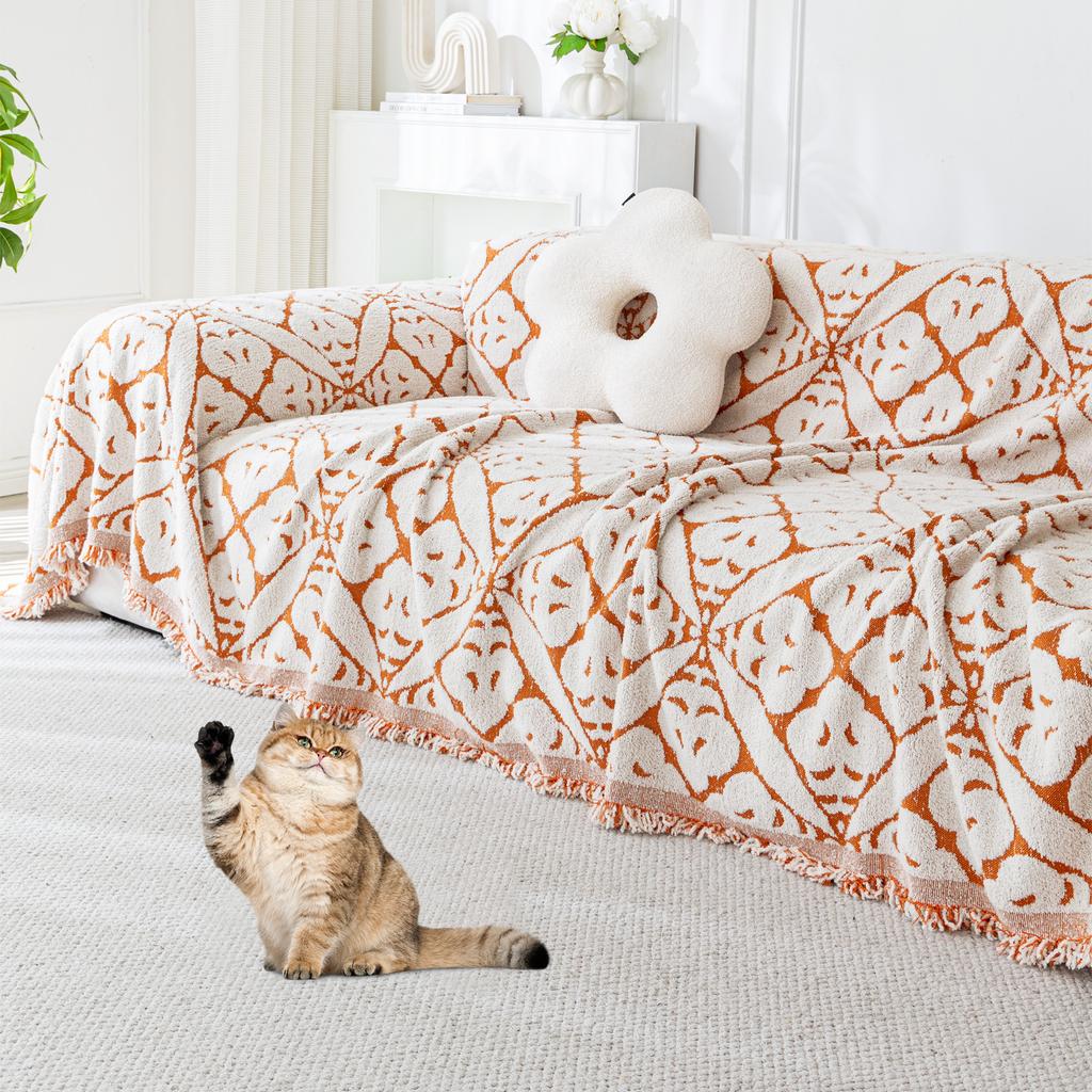 Чехлы на диван для дивана Бохо Чехлы на диван Шенилловое одеяло Хаки Геометрический ромбический ромбовидный Чехлы на диван для секционного дивана L-образной формы