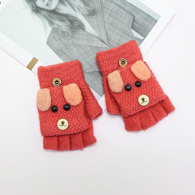Детские зимние шерстяные перчатки-варежки с откидным верхом - Теплые, мультяшный дизайн для мальчиков и девочек младшего школьного возраста