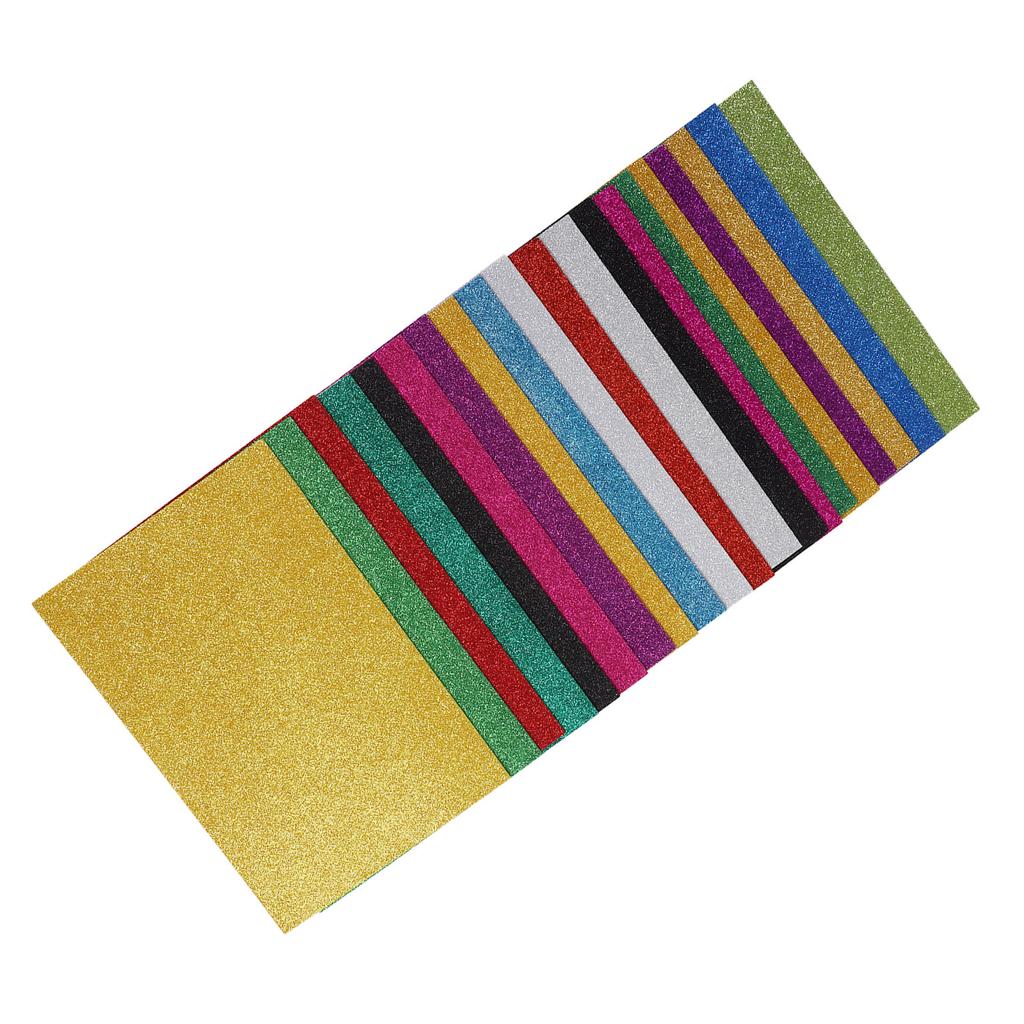 20 Sheets A4 Glitter Foam Sheets for Kids 2mm Cuttable Handcraft DIY Signal Sided Self Adhesive