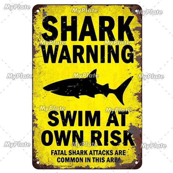 [MaPalte] Винтажный Предупреждающий Металлический Знак Акулы Жестяной Знак Украшение Табличка Домашний Настенный Декор Знак для Бара Домашний Декор Постер Дропшиппинг