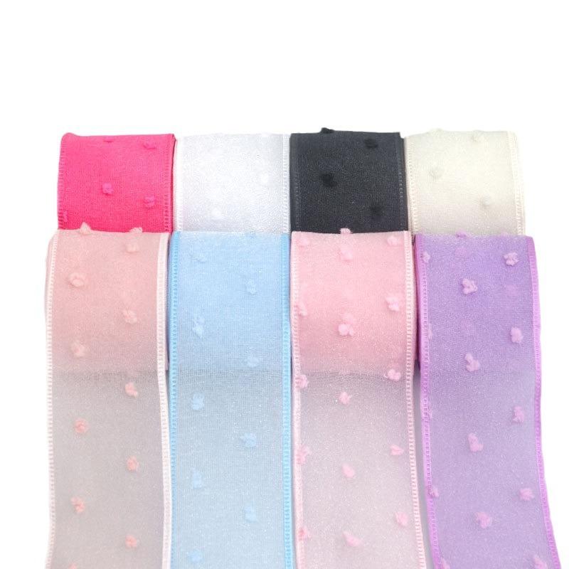 Elegant Spring and Summer Ribbon Double Layer Transparent Fur Ball Cuffed Ribbon Cake Hair Bands Decoration Bow Ruffled Ribbon Crafts Making Ribbons