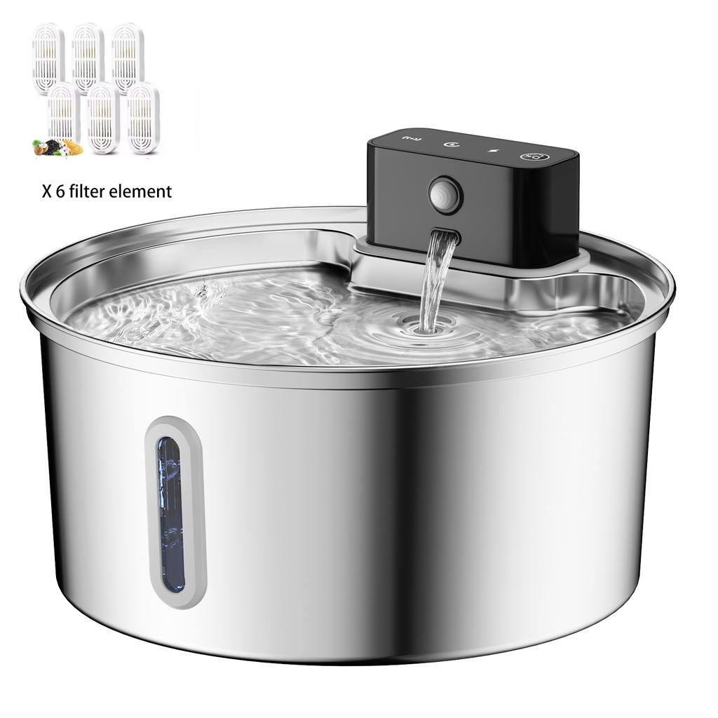 Нержавеющая сталь беспроводной датчик подзарядки автоматический фонтан для собак питьевой воды для кошек поилка для собак 3 л 5 В USB миска-дозатор для домашних животных