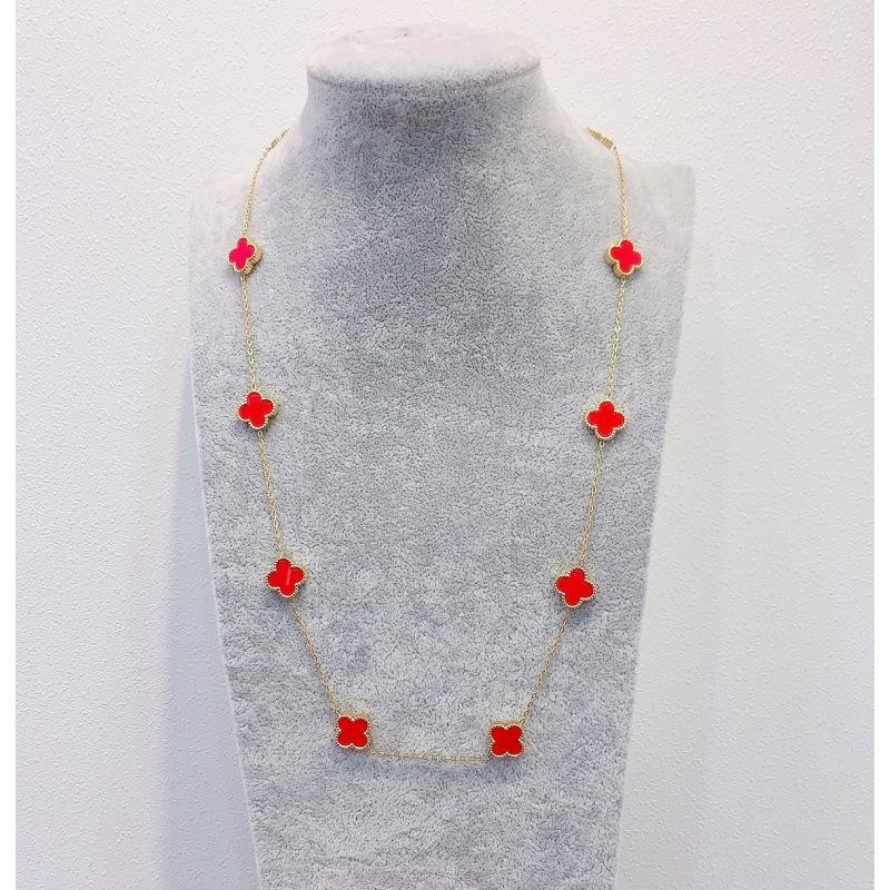 Титановая сталь, золото, 10 цветов клевера, двустороннее ожерелье для женщин, цепочка на ключицу, свитер, цепочка, ювелирные изделия