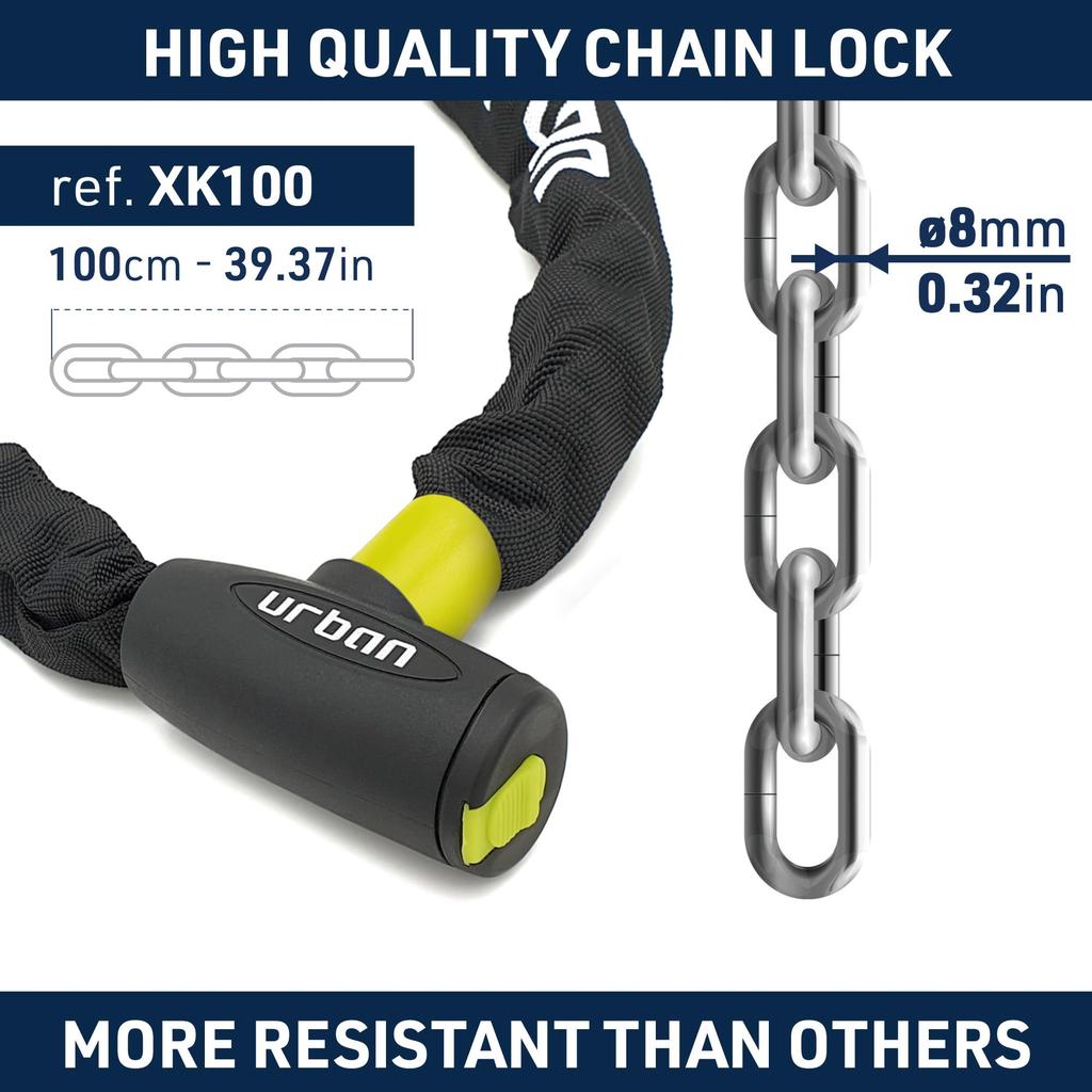 URBAN Chain Motorcycle Padlock Bicycle Security Steel Motorcycle Scooter Bike Security Chain Padlock XK100, Anti-theft Anti-Theft