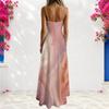 Women Plus Size Spaghetti Strap V Neck Sleeveless Printed Pink A Line Maxi Dress