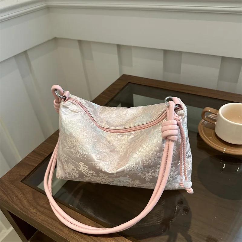 New Chinese Country Style Bags Women's New Trendy Row Shoulder Bag Large Capacity Tote Bags Commuter Crossbody