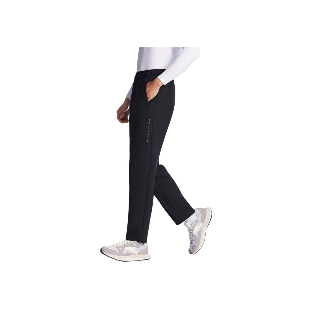 Anta Прямые спортивные брюки с принтом букв и эластичной талией, мужские базовые брюки, цвет черный 152247321-2
