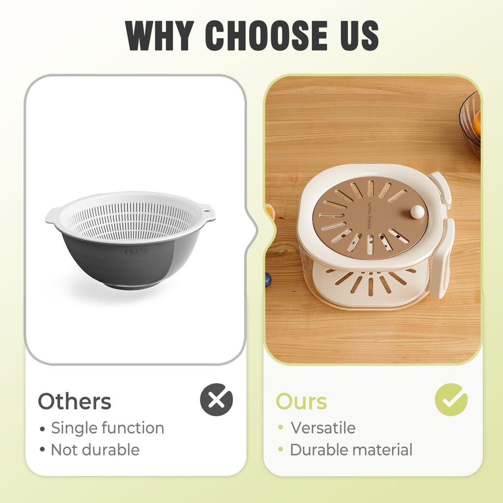 Контейнер-дуршлаг для фруктов с крышкой, Новая многофункциональная овощемойка, Портативный контейнер для хранения для кухни, Ручка для домашних пользователей