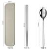 Wutuo Портативный набор серебряных ложек и палочек для еды, 4 шт.