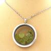 Stones and Minerals. Raw Peridot Necklace. 30 Mm Medallion Model. Color Silver.
