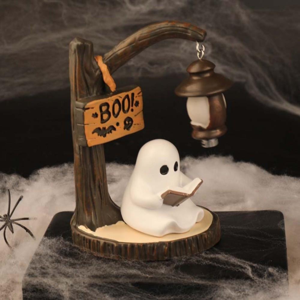 Hand-Painted Halloween Lamp Cell Battery Operated Desktop Ornament Light Book Club Gift