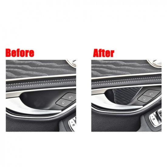 Carbon Fiber Car Door Handle Bowl Panel Cover Trim Sticker For Benz W205 C E GLC