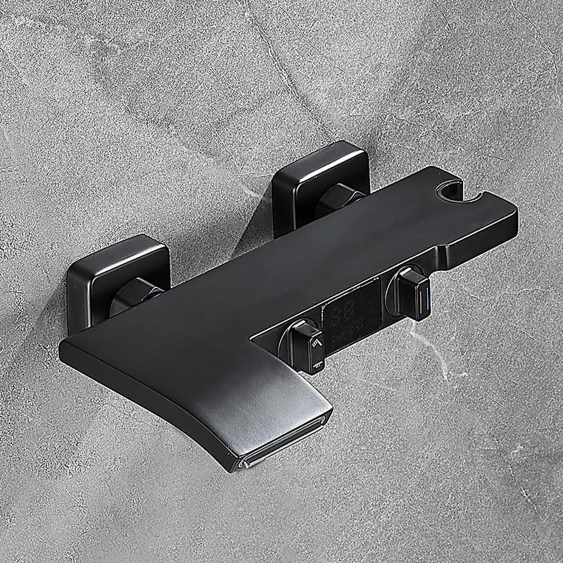 Серый цифровой дисплей для ванны и душа, настенный черный смеситель для ванны, холодная и горячая вода, белые смесители для ванны и душа