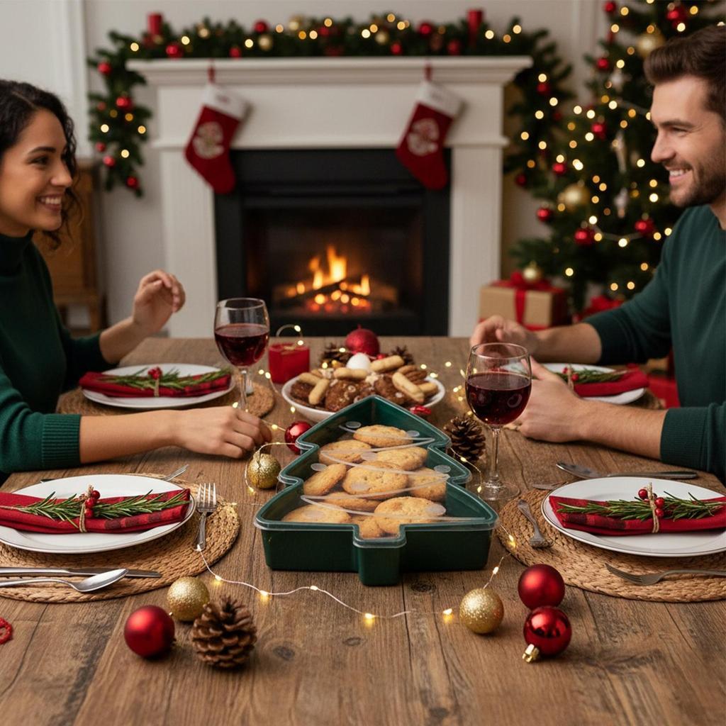 Christmas Platter Snowman Tree with Lid Christmas Platters Snack Serving Tray for Cookie Candy Dessert Cheese Fruit Charcuterie