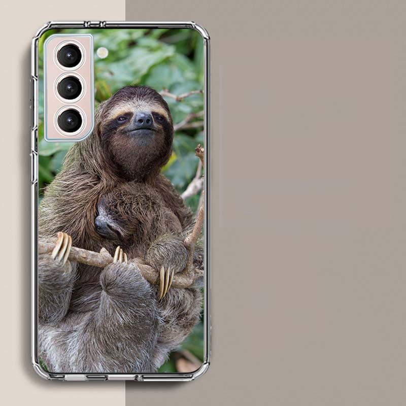 Милый чехол для телефона со ленивцем для Samsung A16 A26 A36 A56 A17 A15 A25 A35 A55 A14 A24 A34 A54 A04S A05S Galaxy Note 20 10 9 8 A9 A8 A7 A