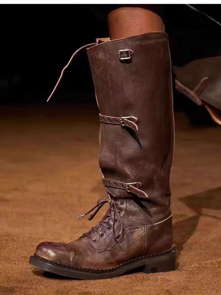 Модная зимняя женская обувь в байкерском стиле, элегантные женские ботильоны на платформе с высоким голенищем и пряжкой-ремнем, повседневные женские ботильоны до колена