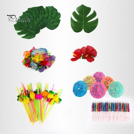 Юбка для стола, украшения для вечеринки в стиле Луау, принадлежности для тропической гавайской вечеринки, сувениры на цветочную летнюю пляжную тематику