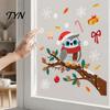 Removable PVC Holiday Decorations Cute Christmas Owl Window Sticker, Snowy Branch Candy Glass Decal, Waterproof Decals Xmas Decor for Home Store Front