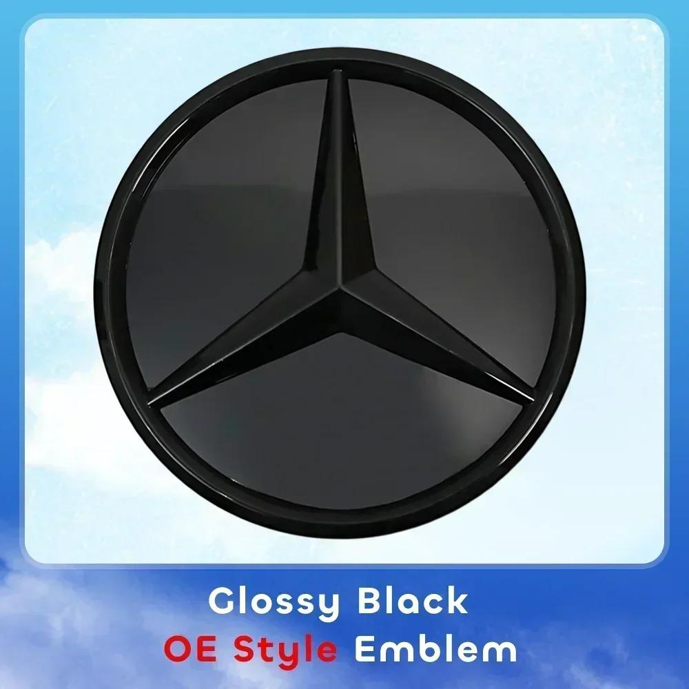 New C200 E200 For Mercedes Benz Chrome Silver Black Front Grille Star Badge Emblem OE Style Flat Surface For Mercedes Benz GLC-