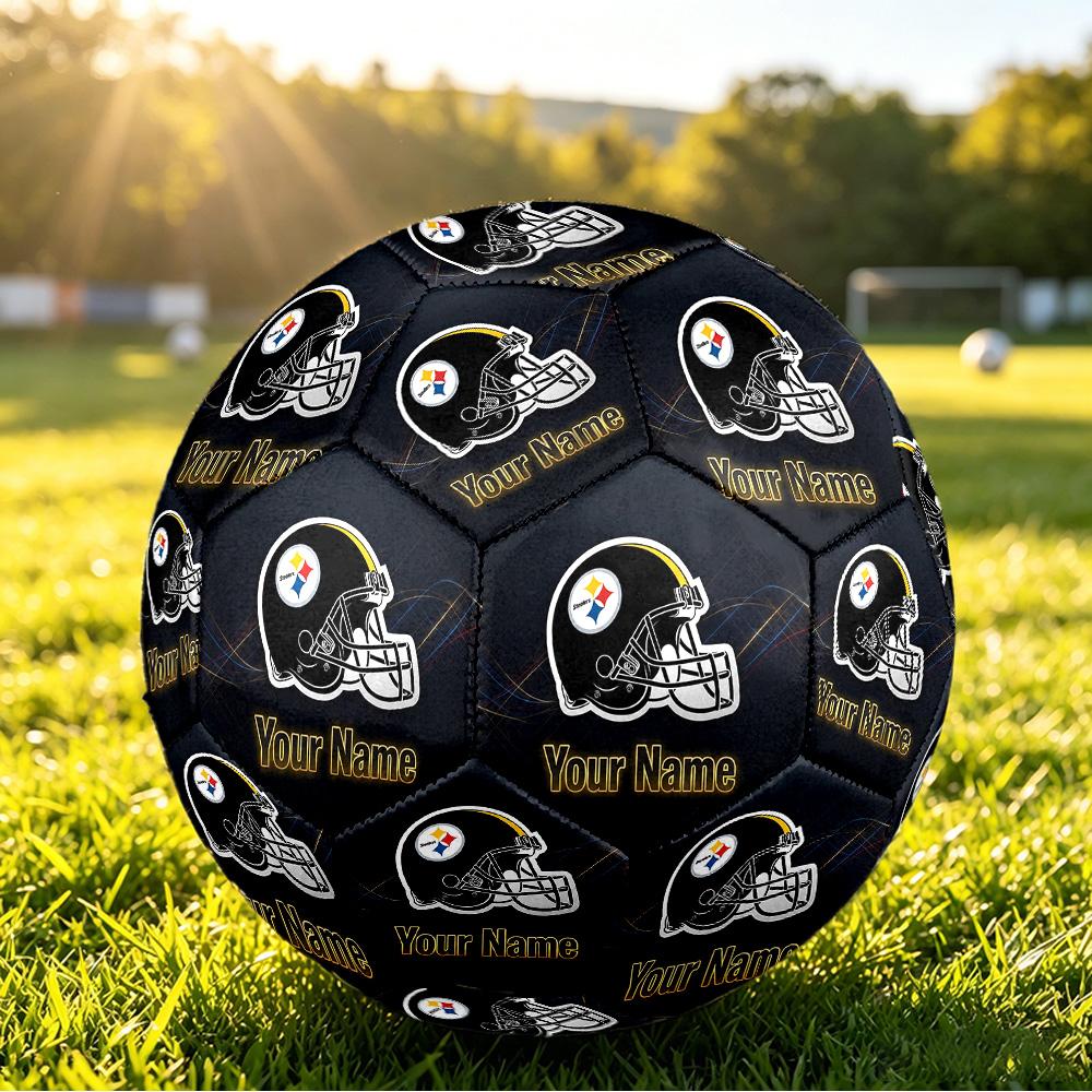 Pittsburgh Steelers Size 5 Football, Custom Name Text Personalized Soccer Ball Sport Training Gift