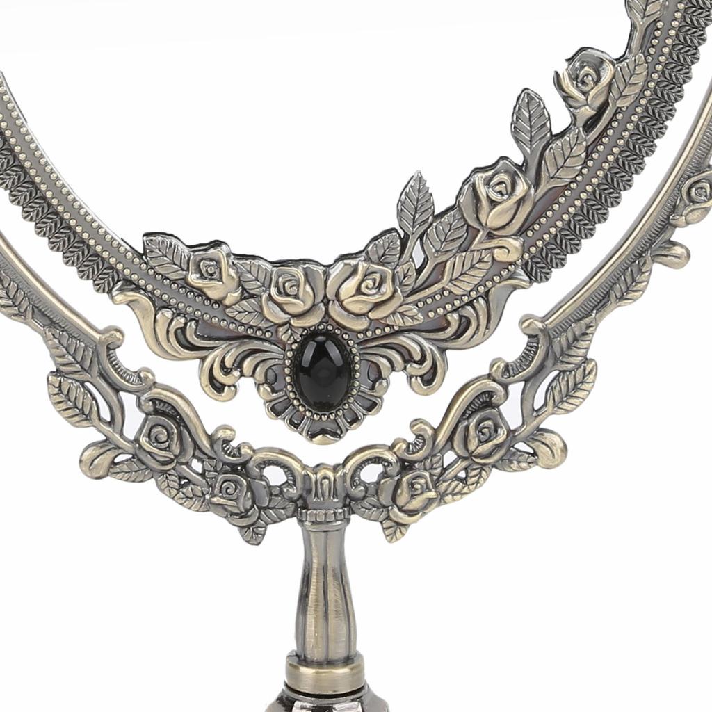 Зеркало для макияжа Европейское Металлическое Ретро Двустороннее Зеркало для Ванной Комнаты Спальни Туалетного Столика(Бронза Большая )