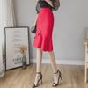 2022 Elegant Ruffled Bodycon Commuter Skirt with Zipper, Plus Size, Elastic Fit