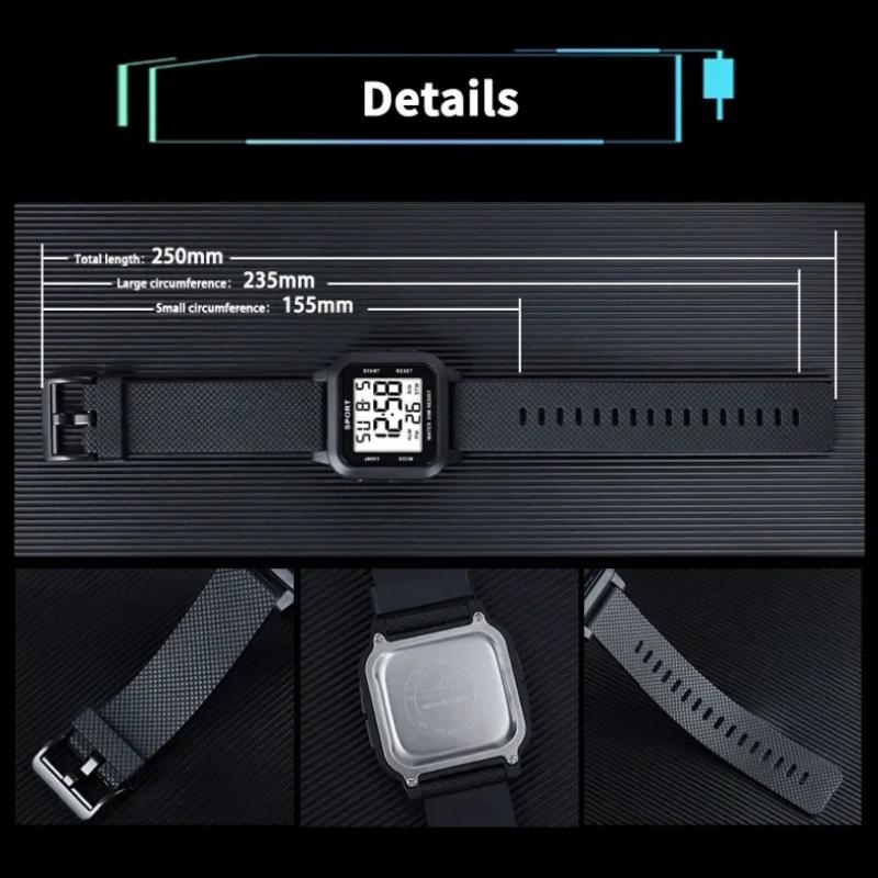 Sports Watch Men Digital Alarm Chrono Clock Waterproof Military Watches LED Electronic Wristwatch