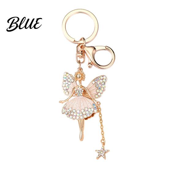 Butterfly Wings Fairy Keychain Flower Rhinestone Charm Cute Dazzling Sparkly