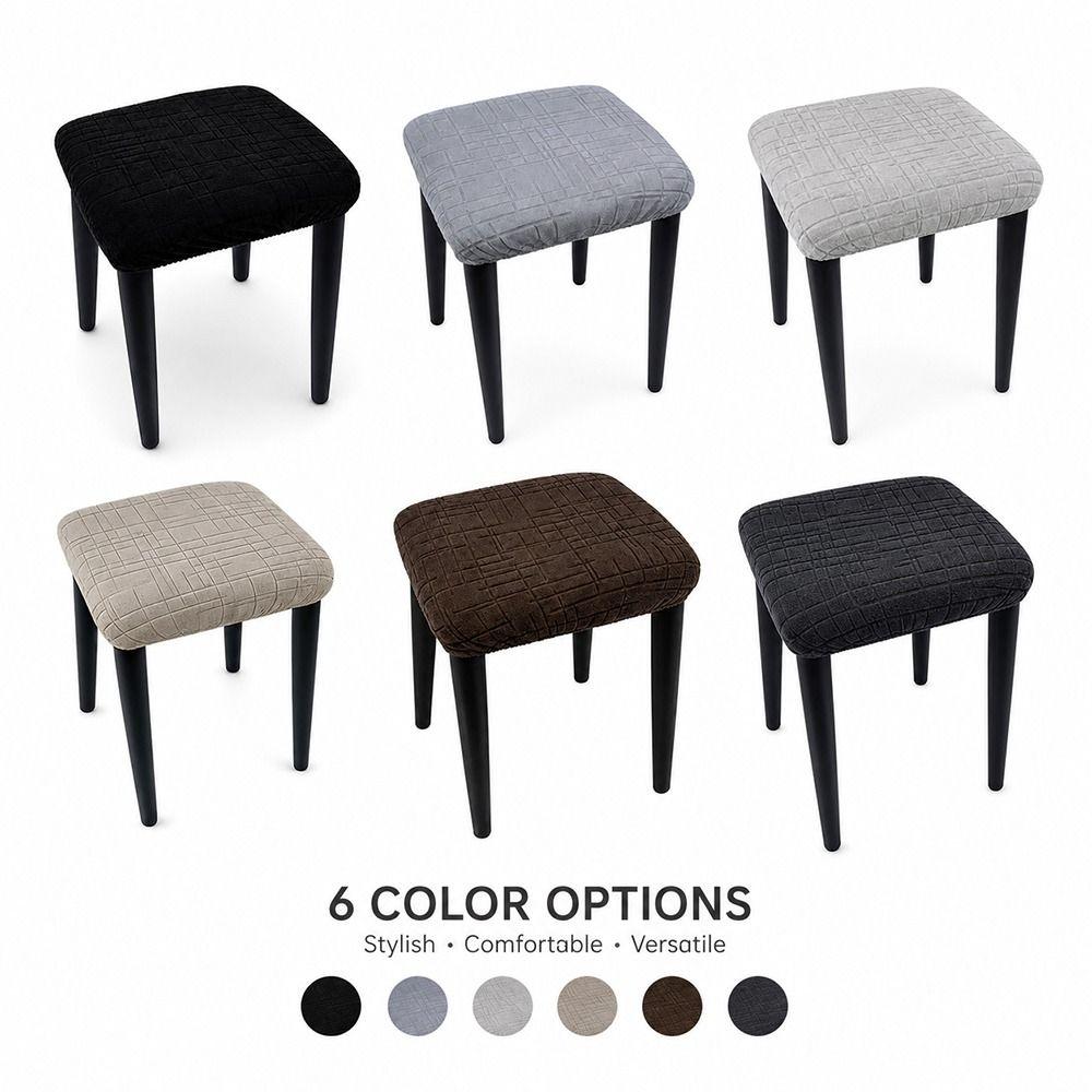 Washable Chair Seat Cover Solid Color Stool Cover Universal Fiit Stool Case  for Square Chairs