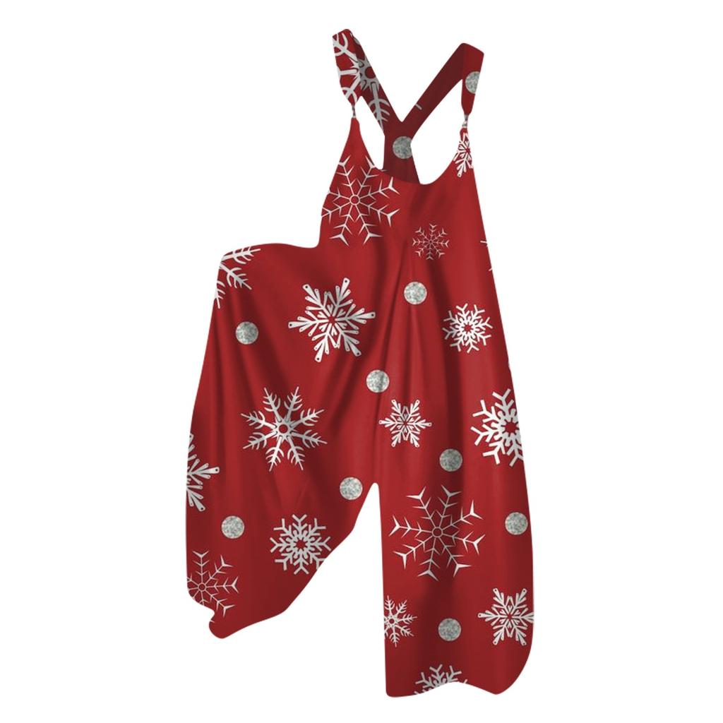 Женский летний комбинезон с рождественским принтом в винтажном стиле (Нерегулируемые ремни)