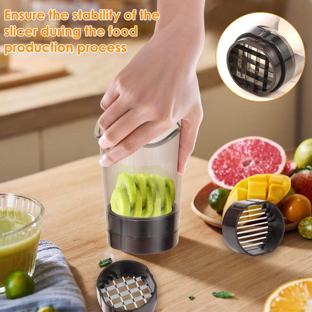 2Pcs Fruit Cutter Cup with Stainless Steel Blades Removable Strawberry Slicer Anti Slip Fruit and Egg Cutter for Vegetable