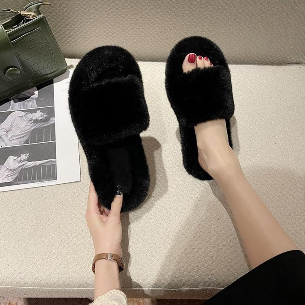 Women's Indoor Slippers 2024 Autumn and Winter New Plush Home Lazy Slippers Anti Slip Durable Fashion Warm Sandals Slippers