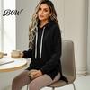 Soft Drawstring Hoodie Women Velvet with Kangaroo Pocket, Long Sleeve Pullover Autumn Winter Outfit Sweatshirt, Loose Casual Hooded Top for Fall Lady