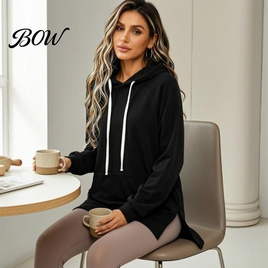 Soft Drawstring Hoodie Women Velvet with Kangaroo Pocket, Long Sleeve Pullover Autumn Winter Outfit Sweatshirt, Loose Casual Hooded Top for Fall Lady