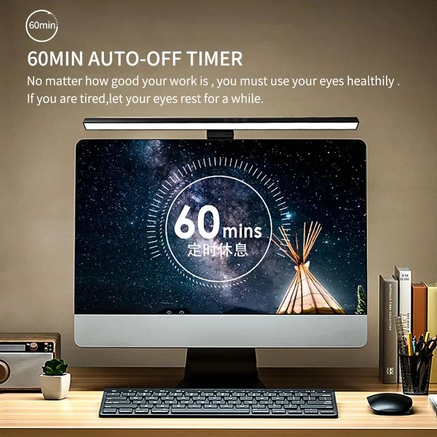 50cm Hanging PC Desk Lamp Computer Screen Display Light Computer Monitor Light Dimmable Timing Eye Protection for Study Work