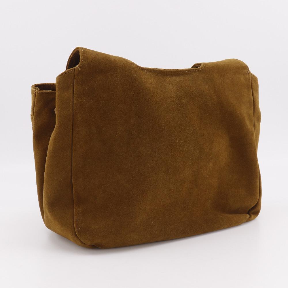 Salvatore Ferragamo Stitch design Shoulder Bag BZ-21 5695 Camel Suede Women Used