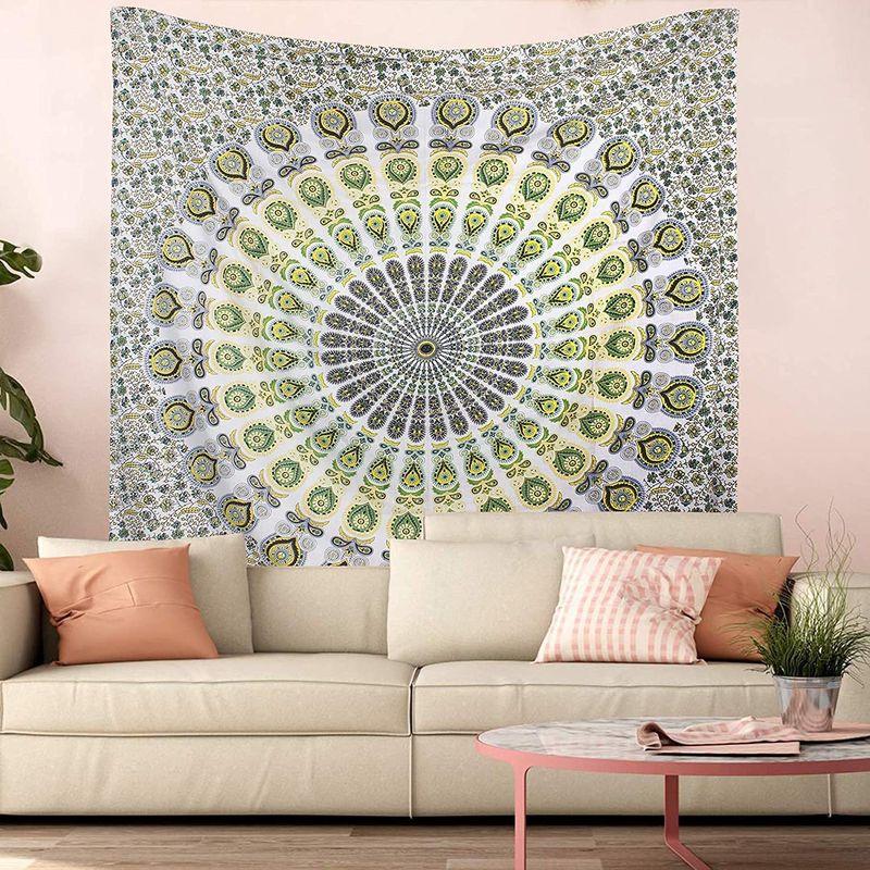 Black Mandala Tapestry Wall Hanging Home Decor for Bedroom Living Room Dorm Geometric Flowers Mandala Aesthetic